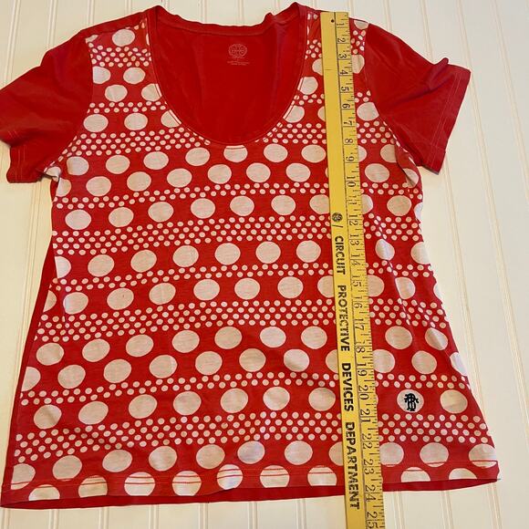Tory Burch Karin Poppy Darby Scoop Neck Short Sleeve Polka Dot Tee Large READ - Picture 6 of 9